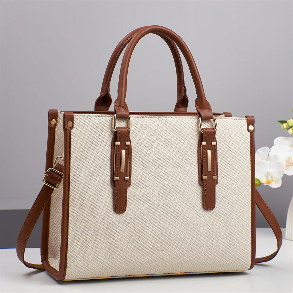 Sac cabas luxe PU Saffiano doublure nylon – Bandoulière chaîne