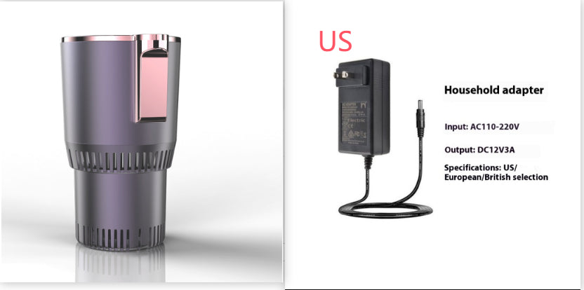 Porte gobelet intelligent 2 en 1 pour voiture, chauffant et rafraîchissant, avec affichage numérique de la température et mini réfrigérateur.