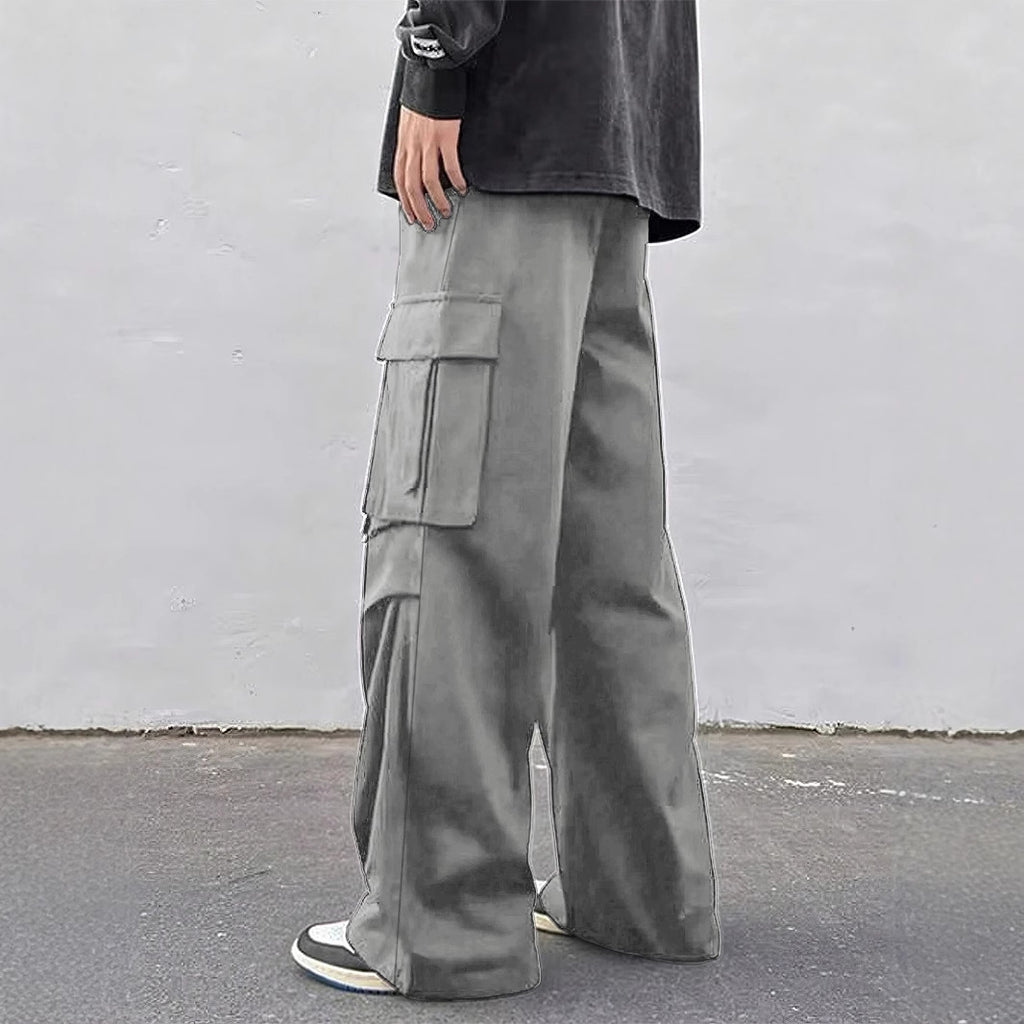 Pantalon parachute taille mi-haute jambes larges coupe décontractée