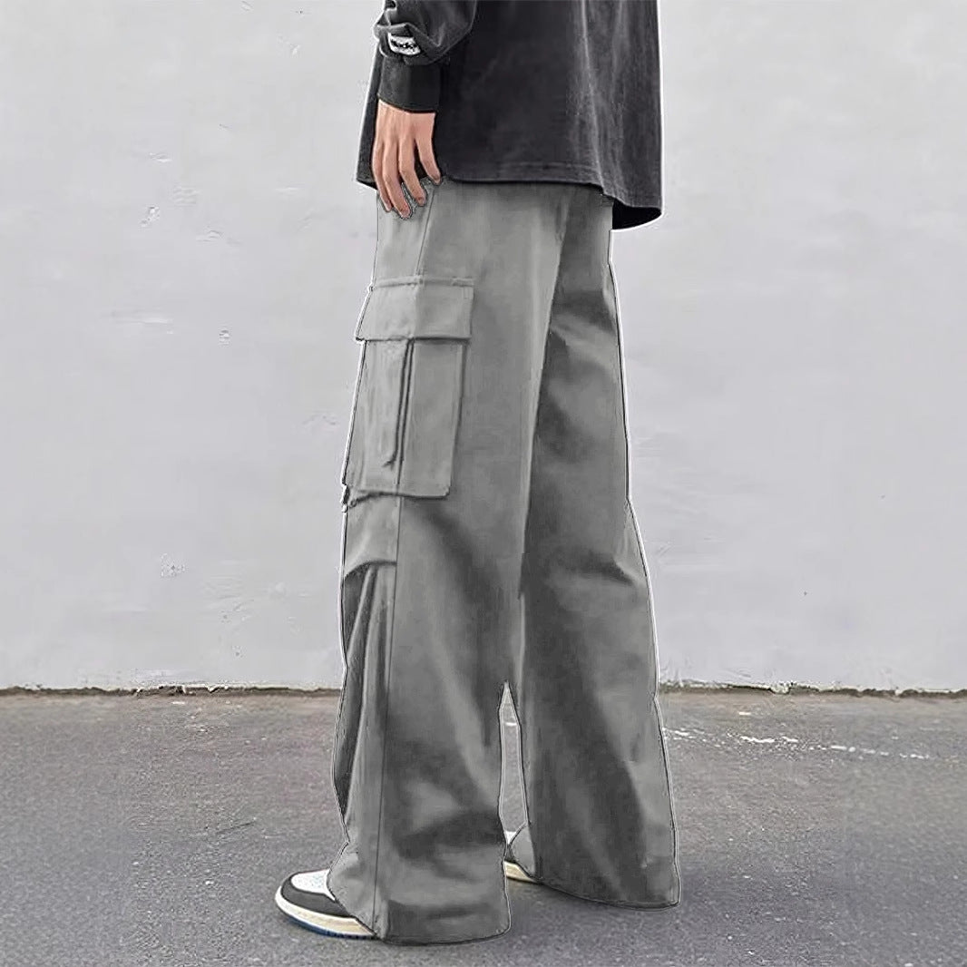 Pantalon parachute taille mi-haute jambes larges coupe décontractée