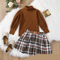 Ensemble jupe marron en coton uni