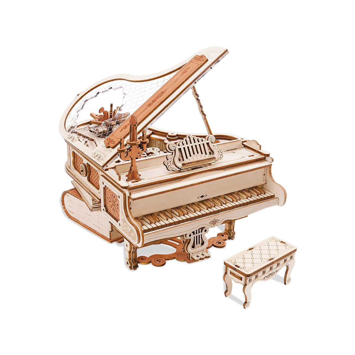 Robotime Puzzle 3D en bois 223 pièces Piano magique Boîte à musique mécanique Jouet Cadeau de bureau pour hommes et femmes Loisirs AMK81