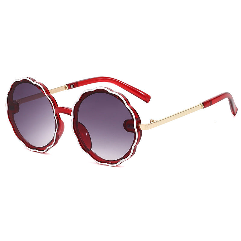 Lunettes de soleil rondes vintage à monture ondulée pour enfants