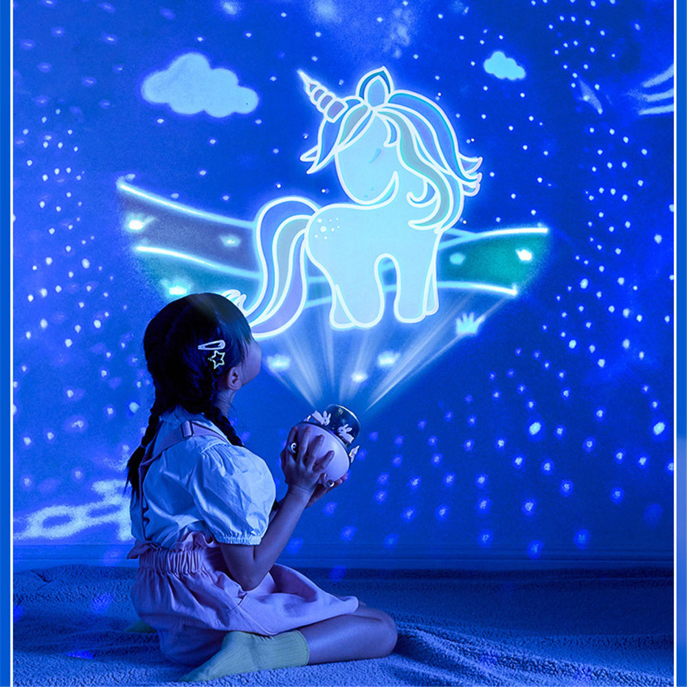 Veilleuse projecteur pour chambre d'enfant, rotation spatiale, lampe de nuit LED rechargeable USB, 12 films, cadeau d'anniversaire ou de Noël