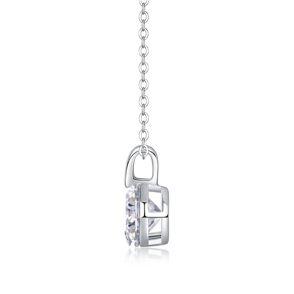 Pendentif en forme de V - Un bijou de luxe et tendance serti d'un diamant Moissan de 2 carats, en argent sterling S925 plaqué platine.
