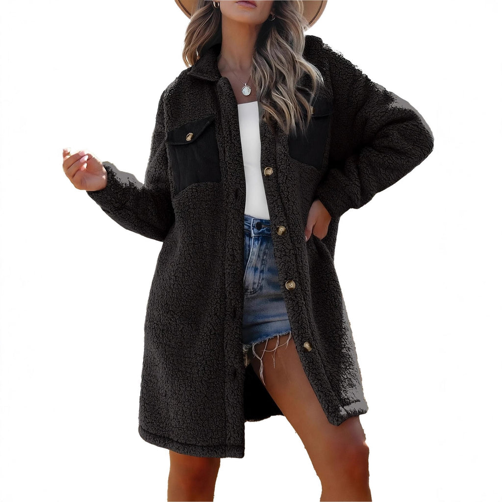 Manteau ample en laine d'agneau pour femme