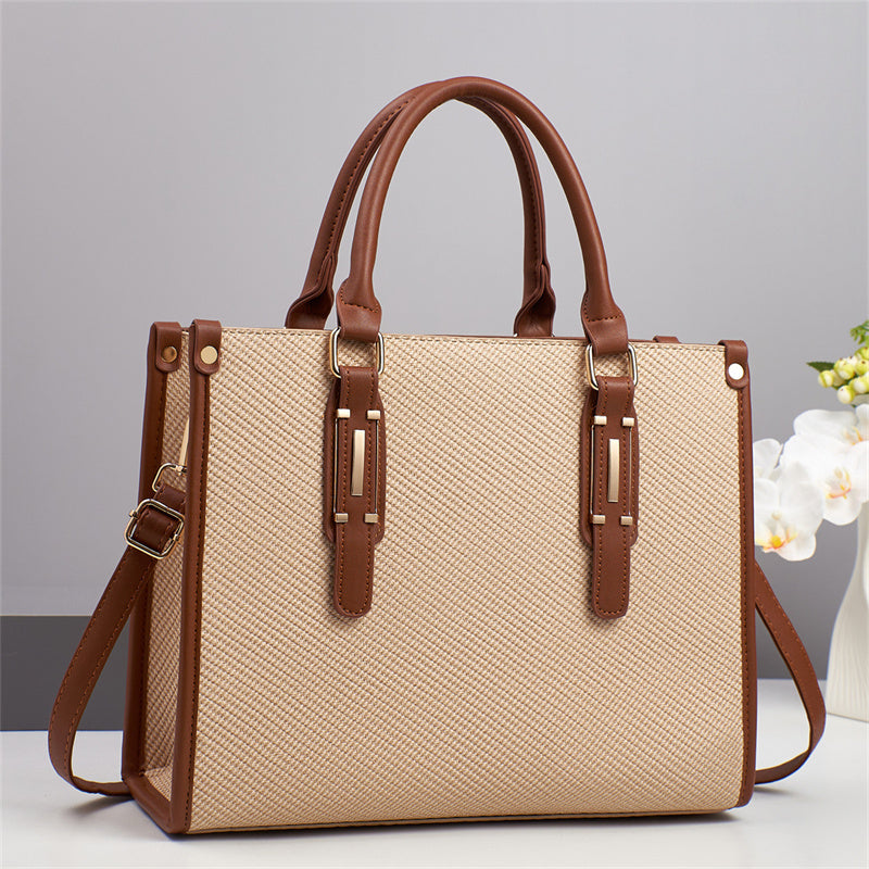 Sac cabas luxe PU Saffiano doublure nylon – Bandoulière chaîne