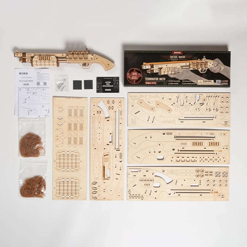 Robotime ROKR Revolver - Maquette de pistolet - Puzzle 3D en bois - Jeu de construction - Cadeau idéal pour enfants (garçons) - Cadeau d'anniversaire