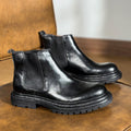 Bottes en cuir vintage pour hommes, à semelle épaisse et rehaussantes