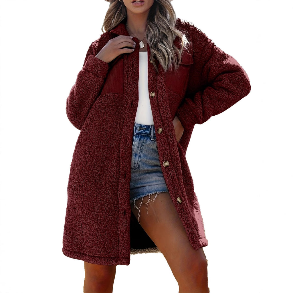 Manteau ample en laine d'agneau pour femme
