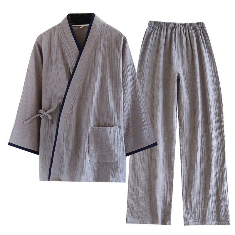 Ensemble kimono Hanfu pour homme en gaze de coton pur