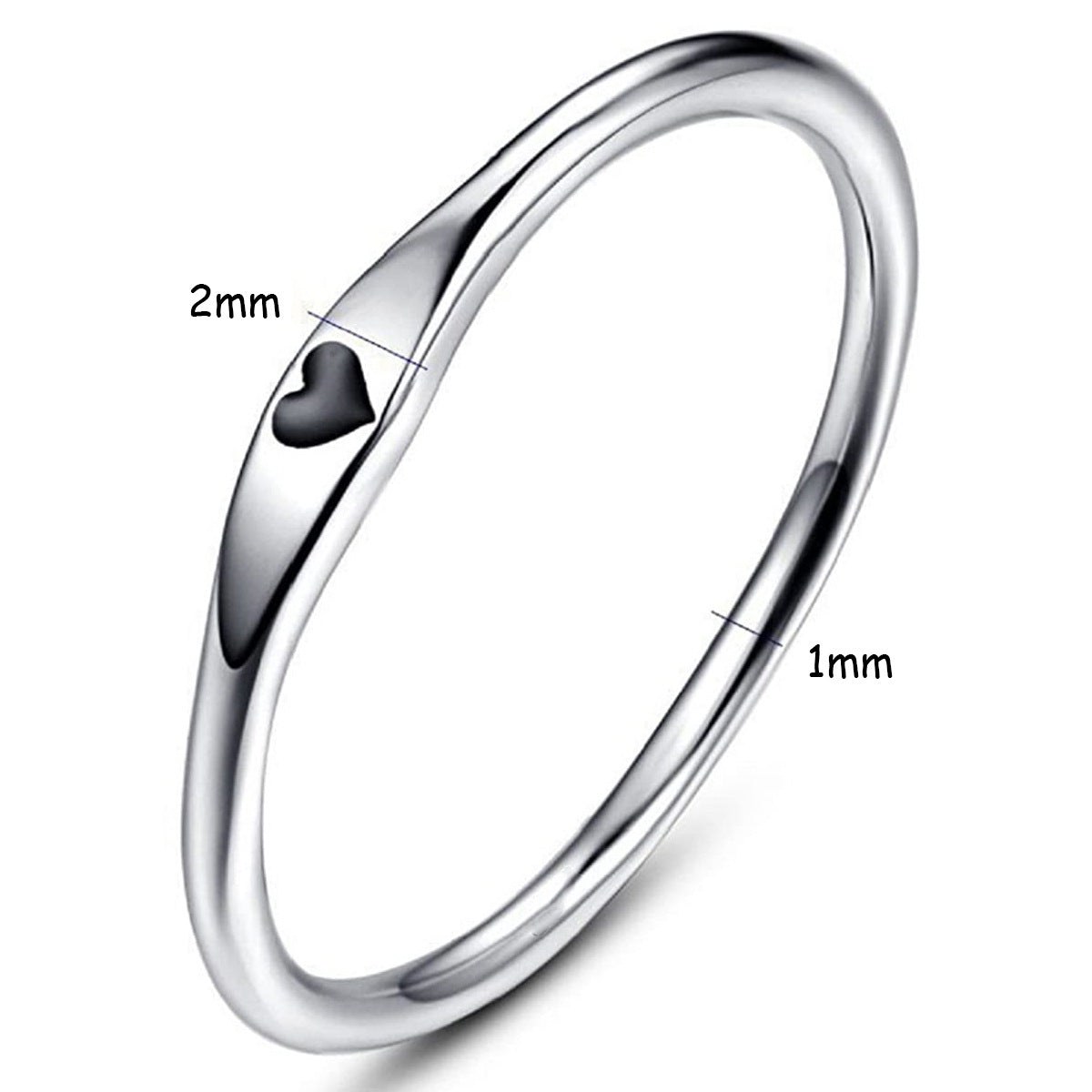 Bague minimaliste en argent S925 en forme de cœur pour une meilleure amie