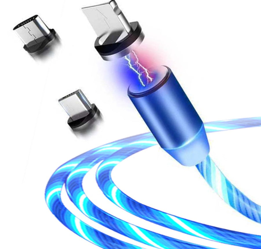 Compatible avec Apple, câble de données magnétique Flowing Light Streamer pour iPhone et Android Type-C