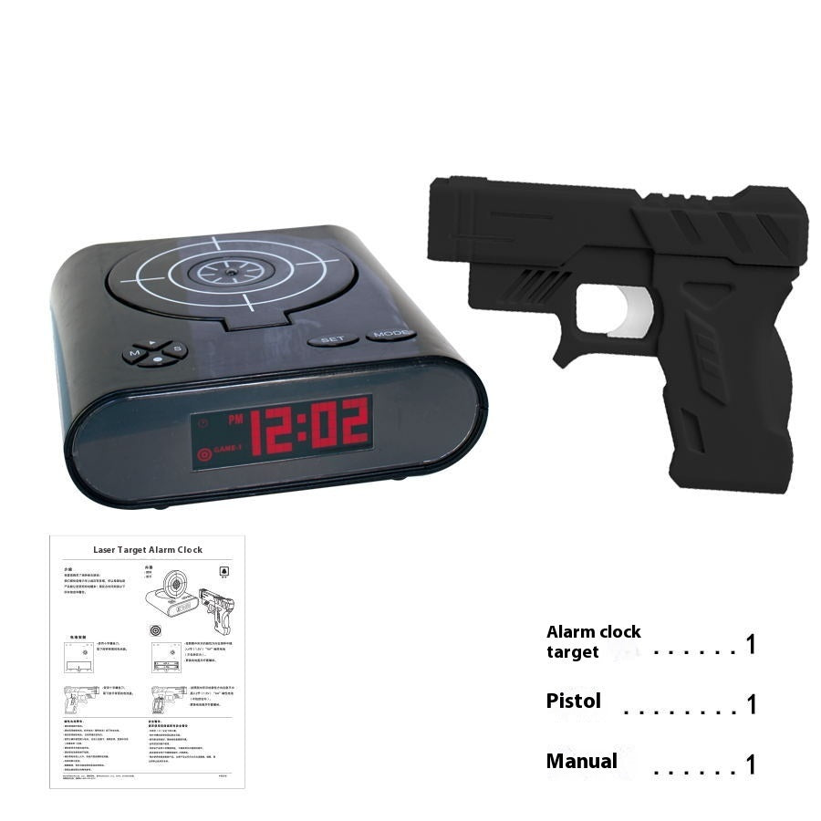 Réveil électronique de bureau avec pistolet numérique, cible laser pour enfants, réveil de table