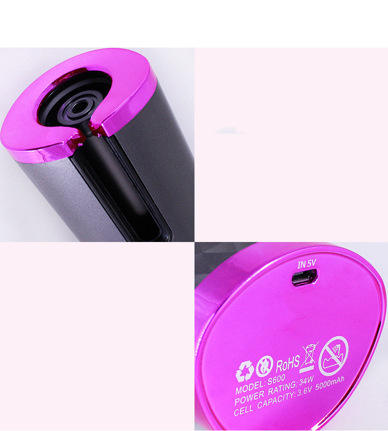 Fer à boucler automatique rechargeable pour femmes, portable, avec écran LCD et surface rotative en céramique pour créer des boucles ondulées.