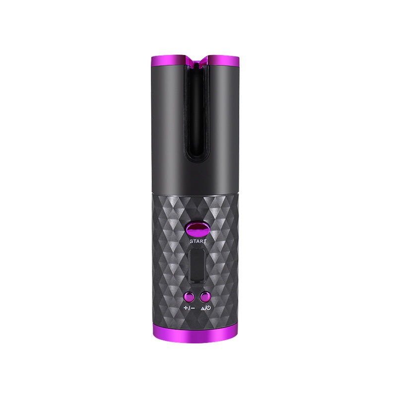 Fer à boucler automatique rechargeable pour femmes, portable, avec écran LCD et surface rotative en céramique pour créer des boucles ondulées.