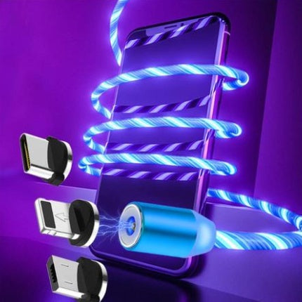 Compatible avec Apple, câble de données magnétique Flowing Light Streamer pour iPhone et Android Type-C