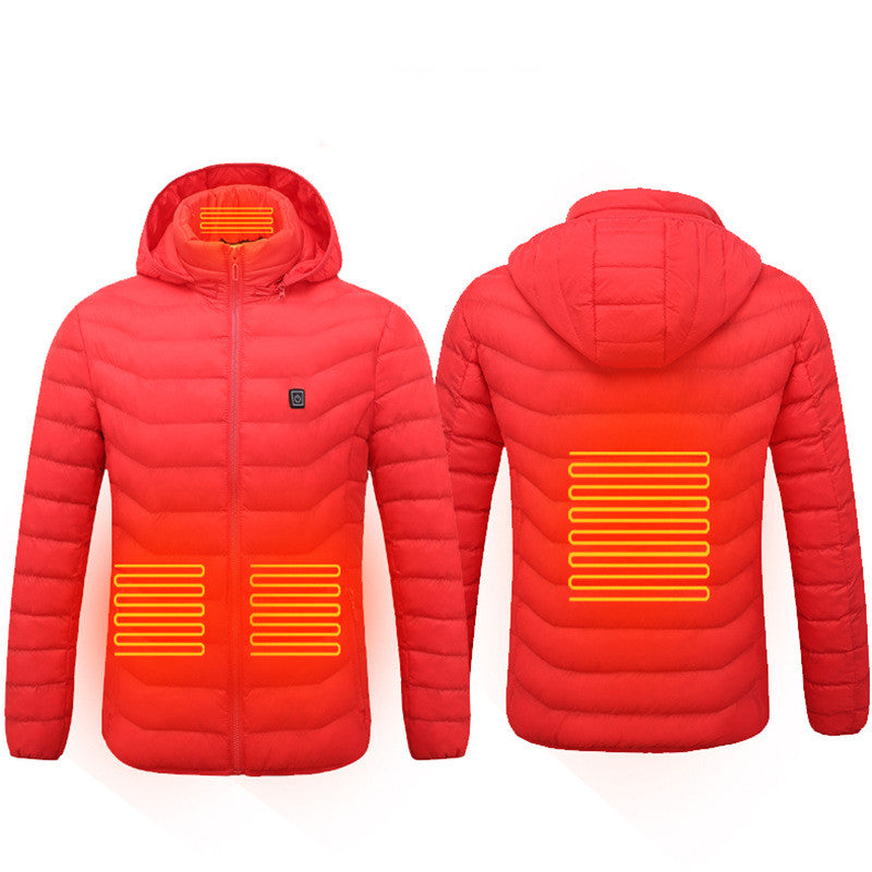 Veste chauffante d'hiver, manteau en coton électrique USB, fermeture éclair, vêtement thermique chauffant, gilet chauffant pour homme