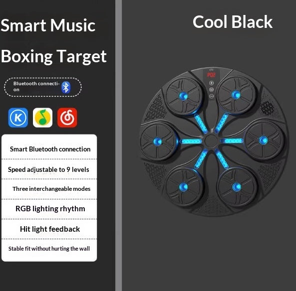 Machine de boxe musicale domestique avec lumière RGB, compatible Bluetooth, mode adulte, vitesse réglable pour kickboxing, karaté et fitness à domicile