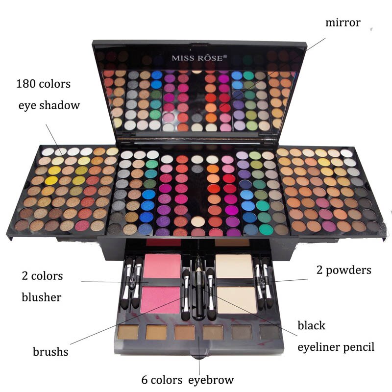 Coffret de 180 fards à paupières et blush, palette de maquillage personnalisée en forme de piano