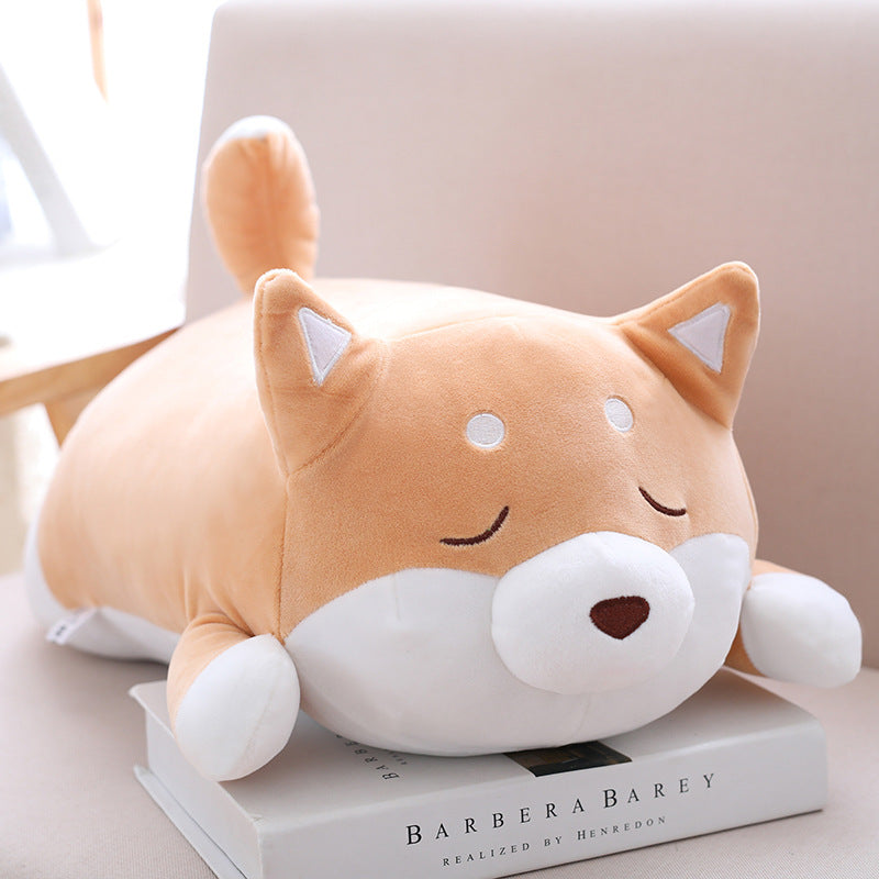 Peluche Shiba Inu potelé et mignon de 36 à 55 cm, douce et kawaii, idéale comme coussin ou cadeau pour enfants.