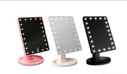 Miroir cosmétique de table portable à rotation à 360 degrés et à induction tactile