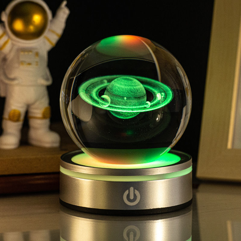 Boule de cristal lumineuse sculptée en 3D avec dégradé de couleurs, petite lampe de nuit, décoration intérieure, sélection de cadeaux
