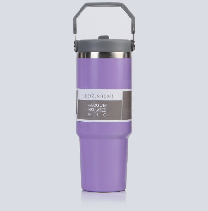 Gobelet de voiture portable en acier inoxydable, gourde de sport et de voyage avec poignée et couvercle, tasse à café