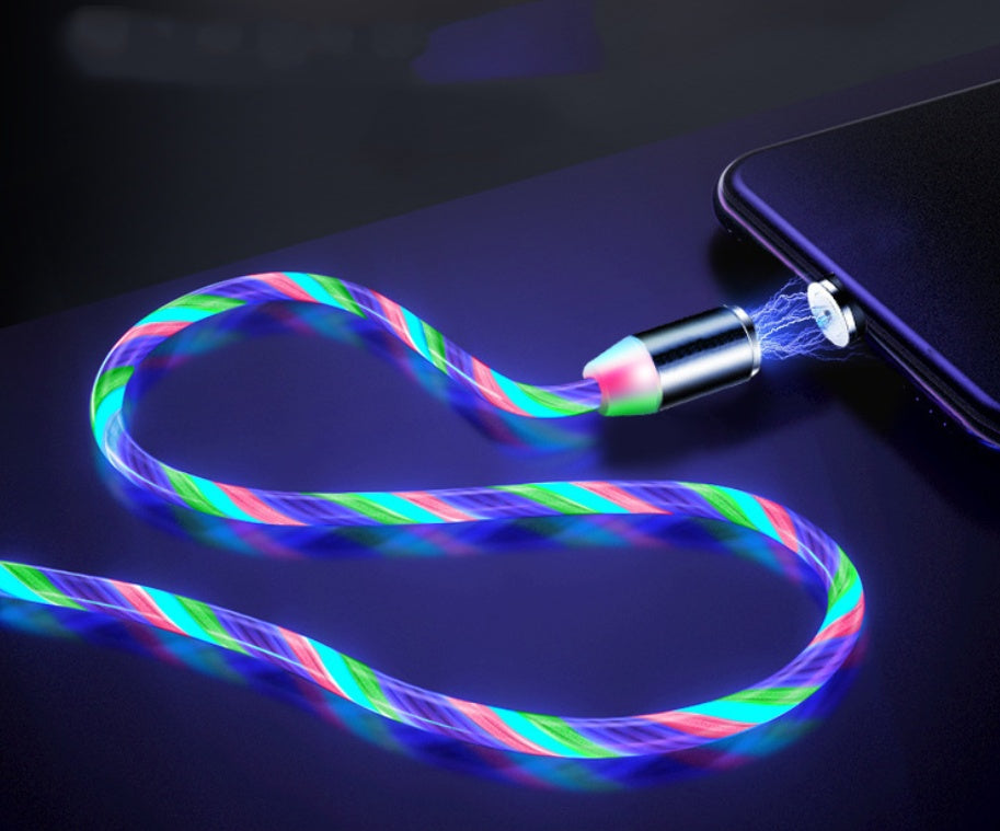 Compatible avec Apple, câble de données magnétique Flowing Light Streamer pour iPhone et Android Type-C