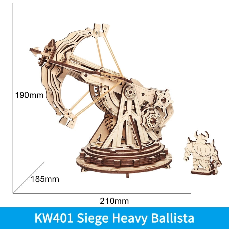 Robotime ROKR Siege Heavy Ballista - Puzzle 3D en bois - Jeu de guerre à assembler - Cadeau pour enfants - KW401