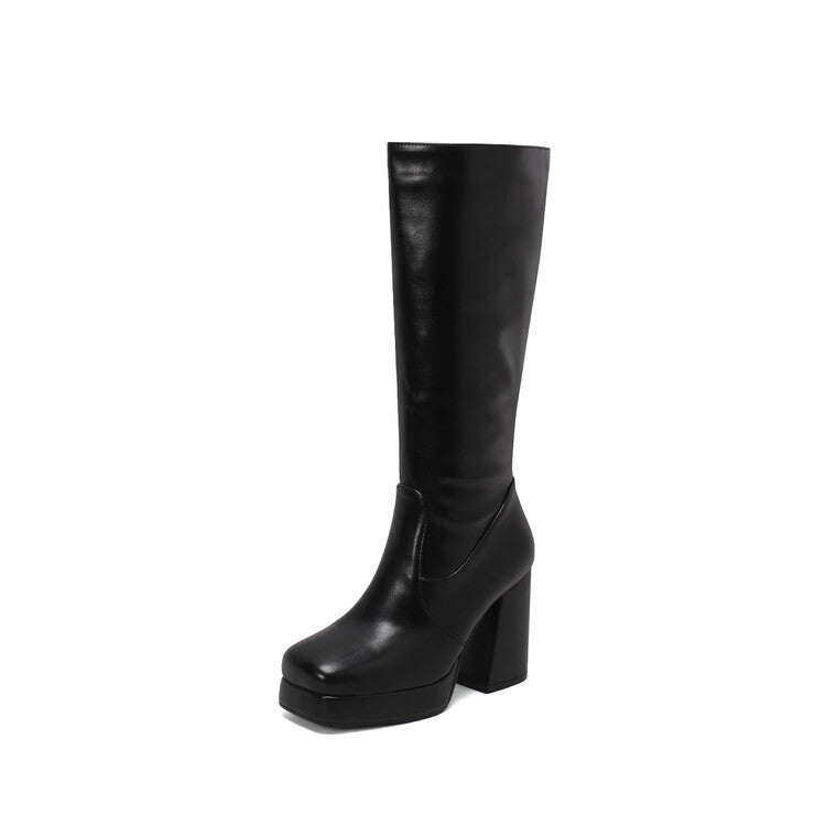 Bottes hautes à plateforme et talons hauts tendance pour femmes grandes tailles