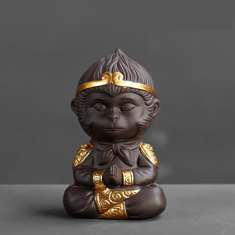 Service à thé Kung Fu argile violette Sun Wukong – Plateau décoratif