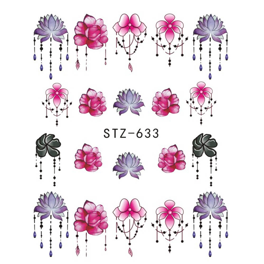 1 autocollant pour ongles papillon et fleur, transfert à l'eau, pour décoration d'ongles, tatouage, manucure, outils, pointe JISTZ508