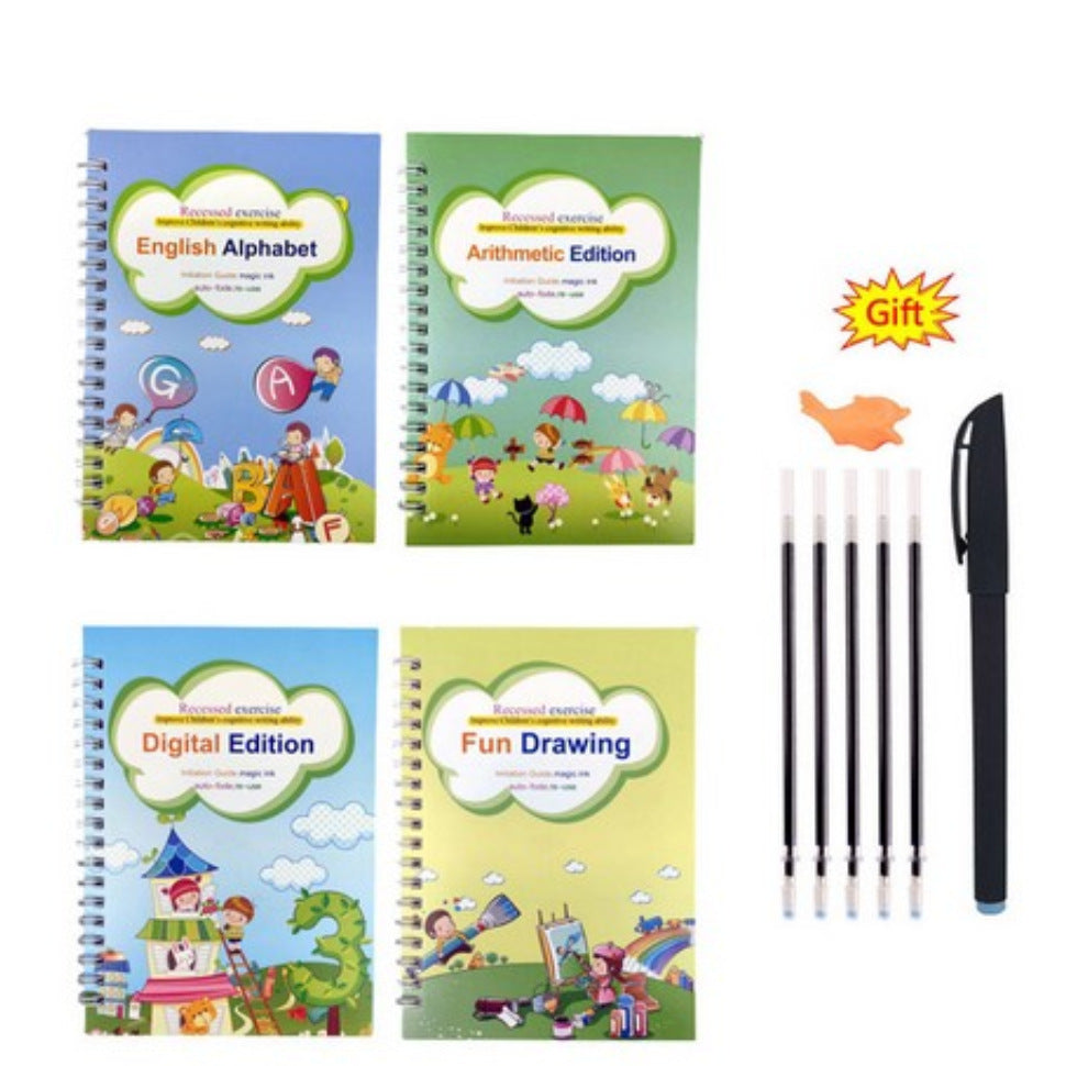 Cahier d'exercices de magie Sank, affiche pour enfants sans gomme, en anglais, avec rainures