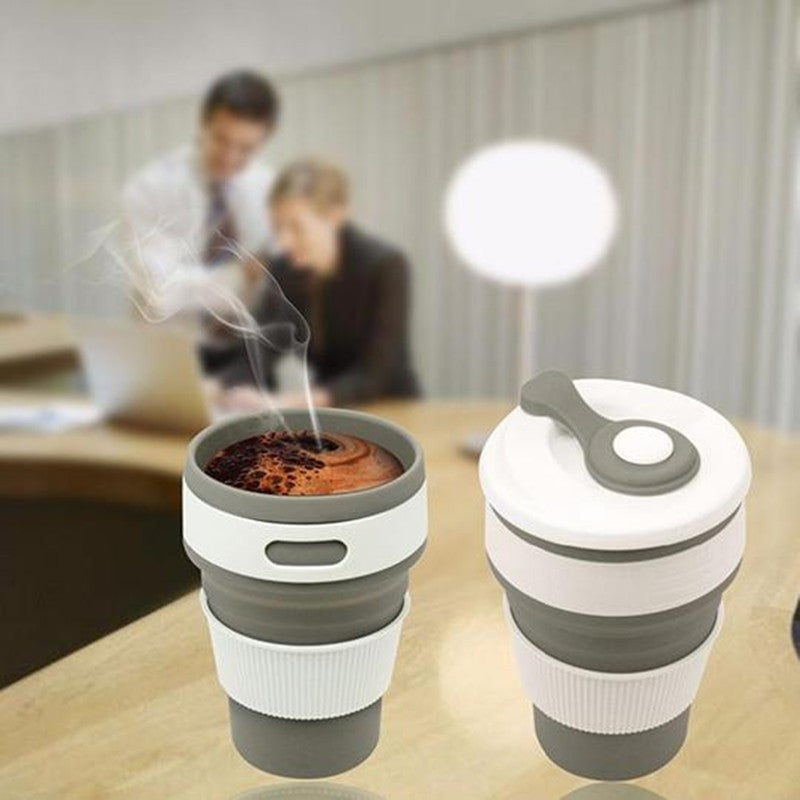 Tasses à café pliables de voyage en silicone, sans BPA, de qualité alimentaire, pour thé et café.