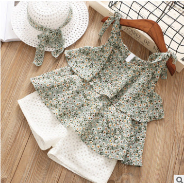 Ensemble 2 pièces fille - Haut fleuri et short