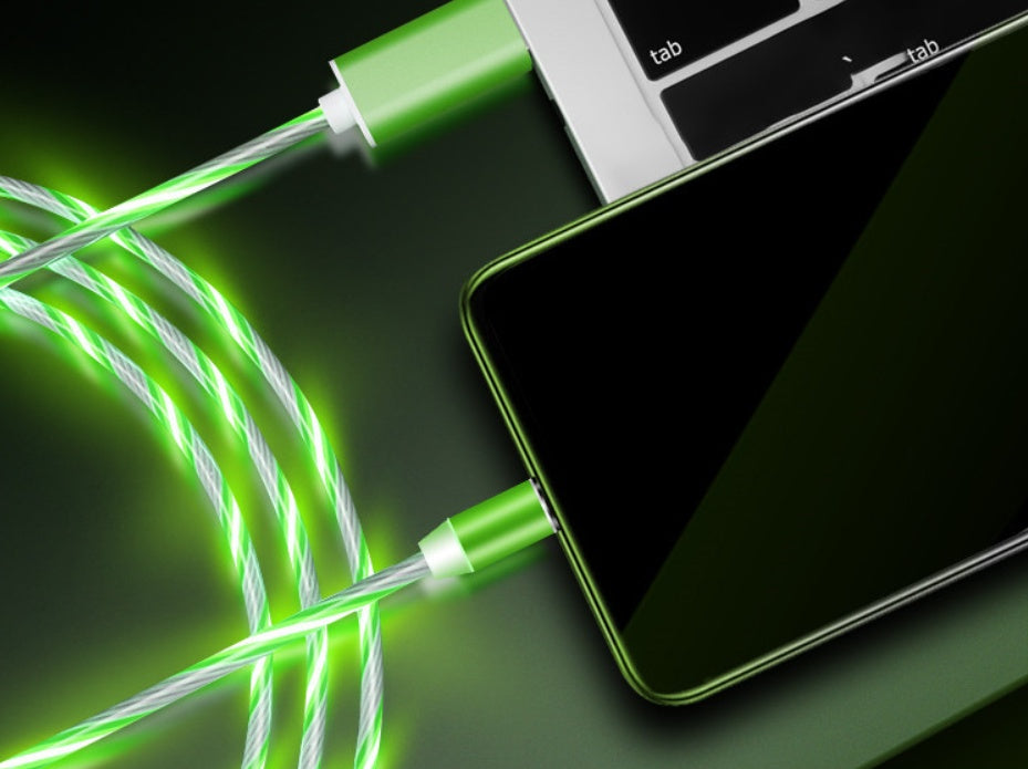 Compatible avec Apple, câble de données magnétique Flowing Light Streamer pour iPhone et Android Type-C