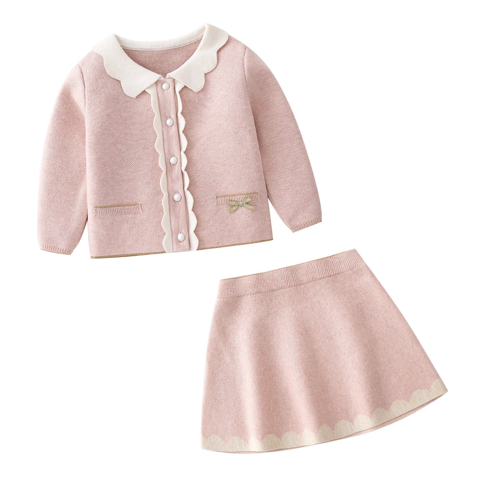 Ensemble bébé fille - Cardigan et jupe en maille coton