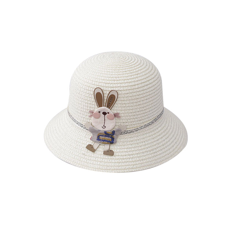 Sac à main décoré d'un adorable lapin, chapeau de paille deux pièces
