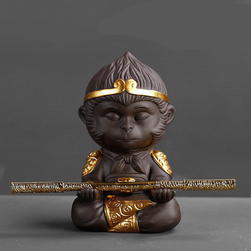 Service à thé Kung Fu argile violette Sun Wukong – Plateau décoratif