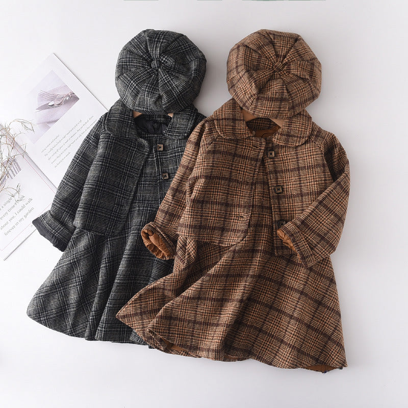 Ensemble 3 pièces fille - Gilet, jupe et béret en laine