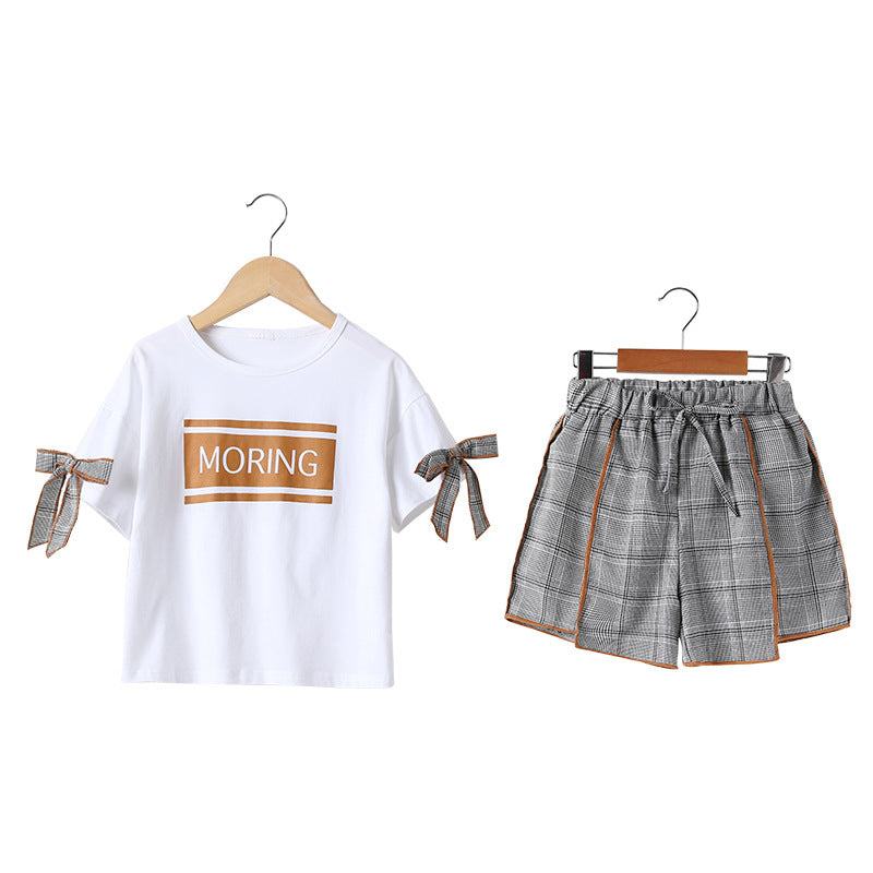 Ensemble short à manches courtes à carreaux pour enfants