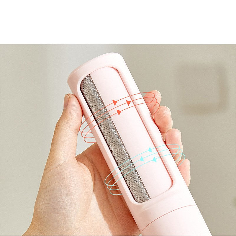 Brosse anti-poils d'animaux réutilisable 2 en 1, rouleau adhésif, outil autonettoyant portable et efficace pour chats et chiens.