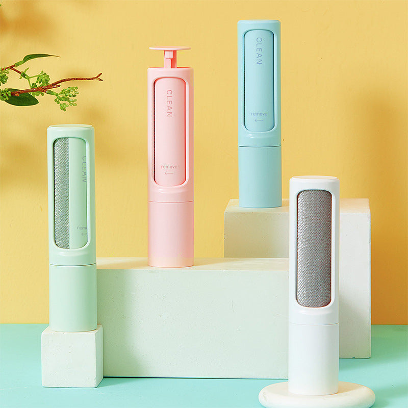 Brosse anti-poils d'animaux réutilisable 2 en 1, rouleau adhésif, outil autonettoyant portable et efficace pour chats et chiens.