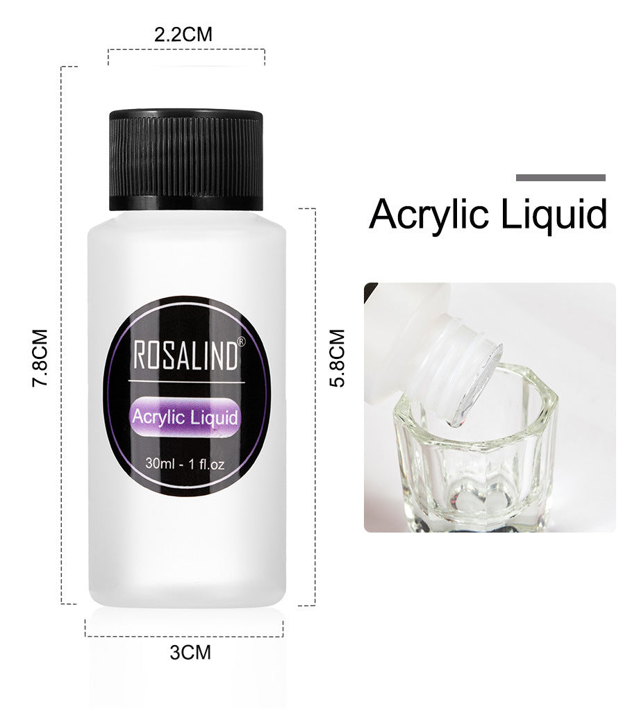 Kit de poudre acrylique pour ongles, système acrylique, ensemble d'outils professionnels pour nail art contenant un godet en verre, liquide acrylique, extension et sculpture de manucure