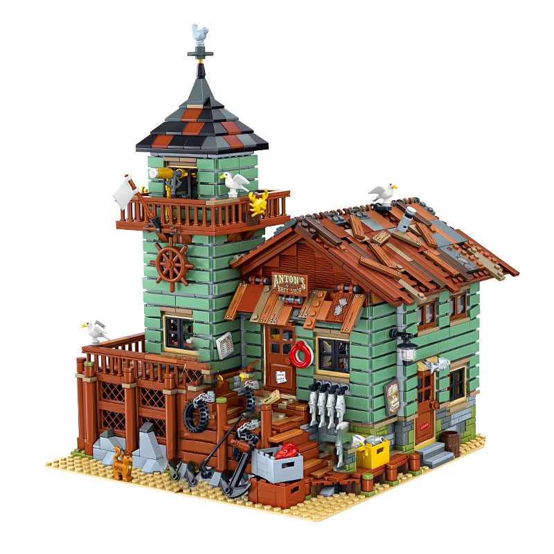 Blocs de construction, série Vieille maison de pêche, jouets Captain's Wharf, cadeaux de Noël pour enfants