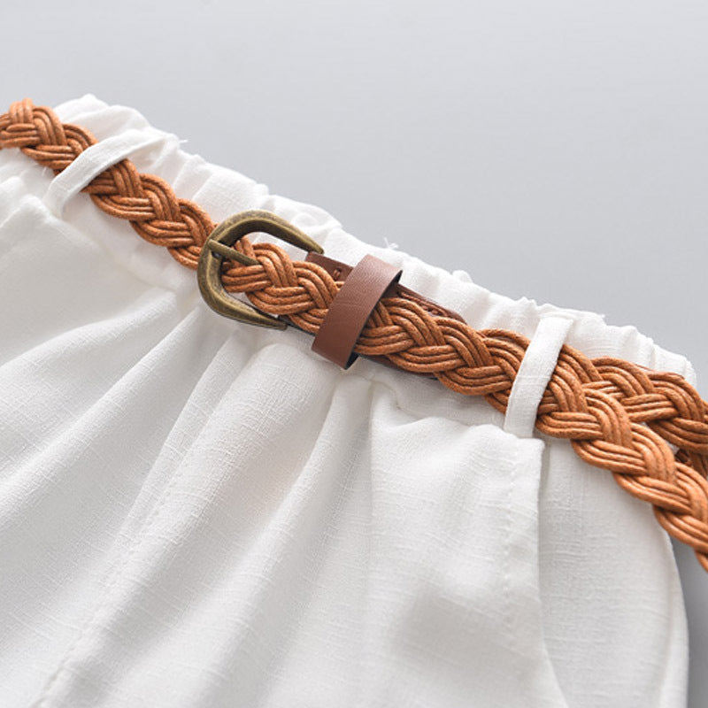 Ensemble fleuri fille - T-shirt et short avec ceinture