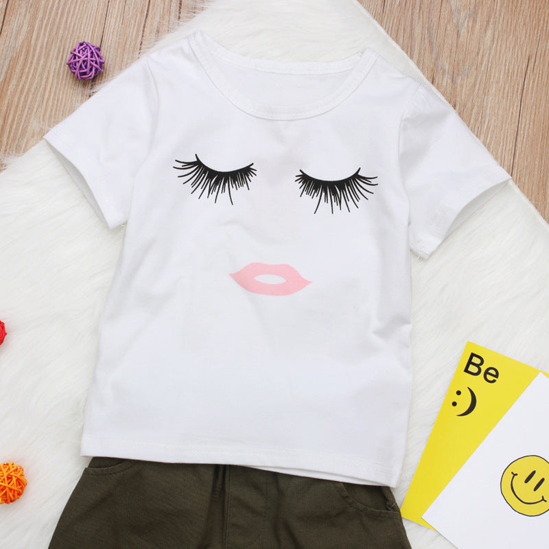 Ensemble Pudcoco pour bébé fille (6 mois-4 ans) : haut à cils, t-shirt, pantalon, legging.