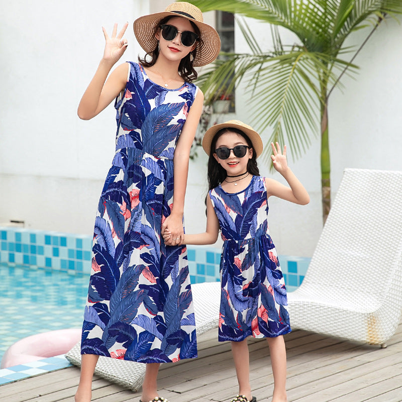 Gilet de plage mère-fille jupe longue