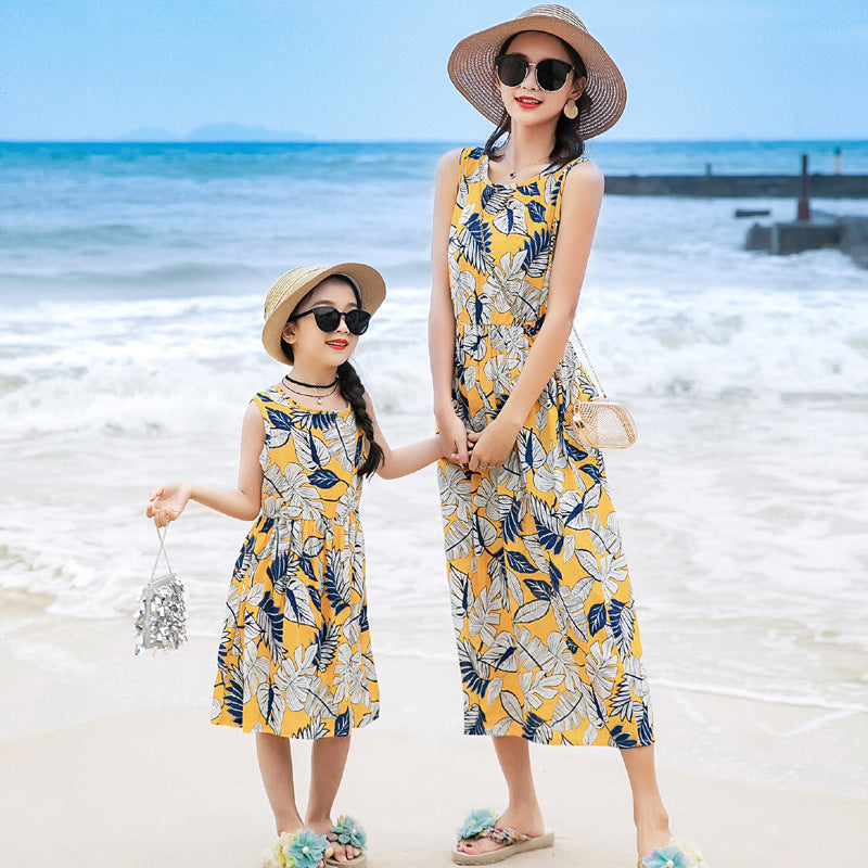 Gilet de plage mère-fille jupe longue